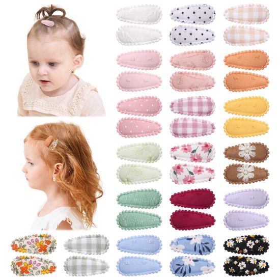 Picture of 40 PCS Cute Toddler Snap Hair Clips with Flower Patterns - 1.5" Mini Hair Barrettes and Accessories for Baby Girls, Infants, Toddlers