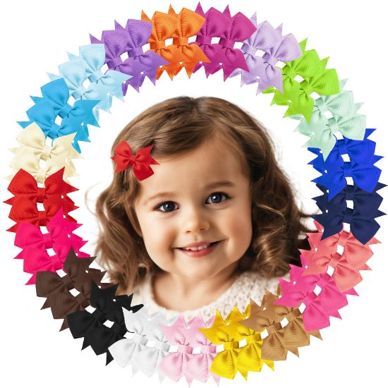 Picture of Hair Clips for Girls - 42PCS Fully Lined Hair Bows, Alligator Clips in 21 Color Pairs for Toddlers, Kids, and Teens