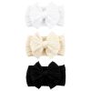 Picture of chiduerm 3 Pcs Baby Bows Headbands Soft Nylon Hairbands Super Elastic Headband Hair Accessories For Baby Girls Infant Toddler Essentials (Black Beige White, Mid)