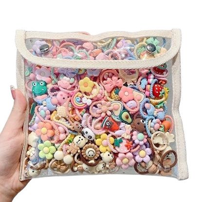 Picture of ALTALIVA 100Pcs Baby Hair Ties Cute Elastic Hairbands No Damage Multicolor Small Ponytail Holders for Baby Girls Toddlers Kids