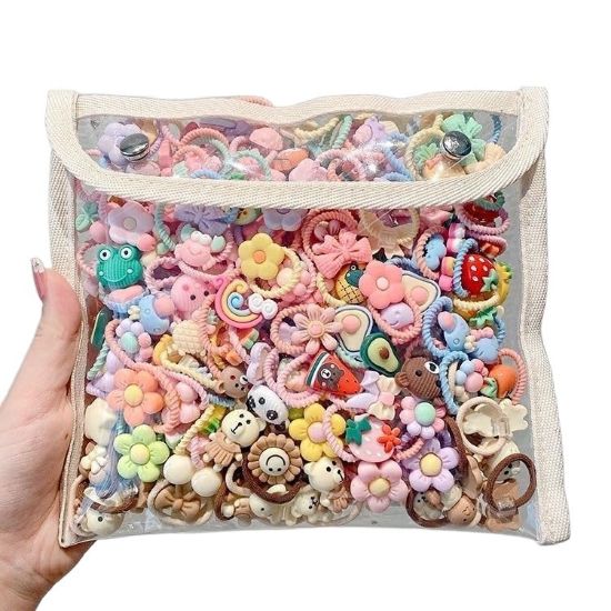 Picture of ALTALIVA 100Pcs Baby Hair Ties Cute Elastic Hairbands No Damage Multicolor Small Ponytail Holders for Baby Girls Toddlers Kids