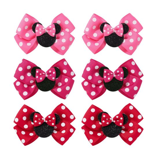 Picture of 6PCS Mouse Ears Hair Clips, Cute 3 Inch Hair Accessories, Birthday Party Decoration for Baby Toddler Girls