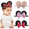 Picture of choicbaby 3 PCS Mouse Ears Sequin Bow Nylon Hairband with Polka Dot Cute Baby Headbands Soft Hairbands Hair Accessories for Newborn Infant Toddler Party Supplies