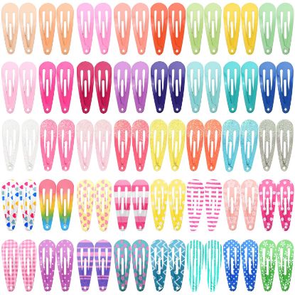 Picture of Toddler Hair Clips, Funtopia 80 Pcs (1.2 Inch, 3cm) Cute Mini Snap Hair Clips for Baby Girls Kids, Colorful Small Snap Barrettes Metal Barrette for Fine Hair