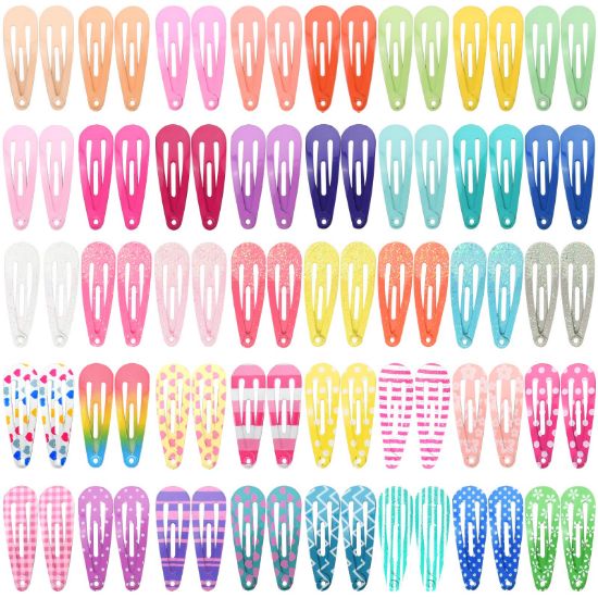 Picture of Toddler Hair Clips, Funtopia 80 Pcs (1.2 Inch, 3cm) Cute Mini Snap Hair Clips for Baby Girls Kids, Colorful Small Snap Barrettes Metal Barrette for Fine Hair