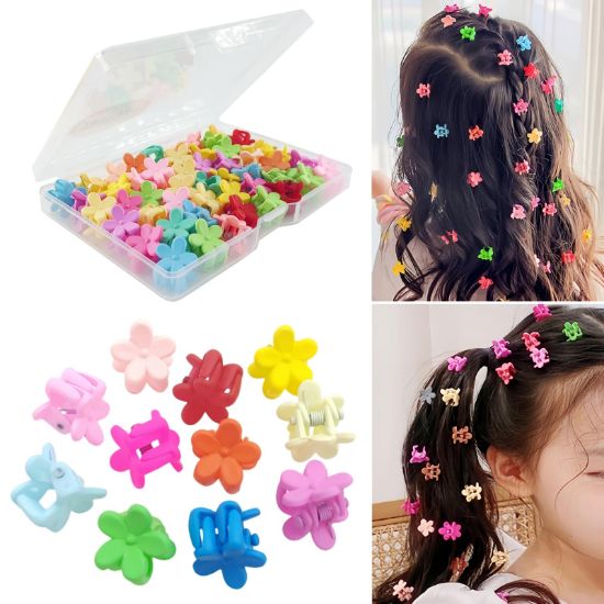 Picture of Tesvyns 50Pcs Mini Flower Hair Clip Colorful Mini Hair Claw Baby Hair Clips Toddler Hair Clips Girls Decorative Bun Tiny hair clips, Assorted Colors (Floral)