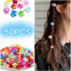 Picture of Tesvyns 50Pcs Mini Flower Hair Clip Colorful Mini Hair Claw Baby Hair Clips Toddler Hair Clips Girls Decorative Bun Tiny hair clips, Assorted Colors (Floral)
