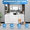 Picture of Cut-Out Design 16" Short Dog Gate for Small Dogs, Foldable Retractable Puppy Gate Indoor - Freestanding Lightweight Pet Barrier for Doorways, Stairs, Hallways (Extends to 35", White)