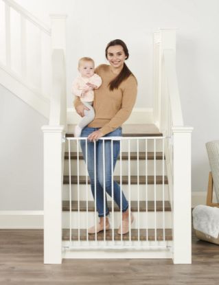 Picture of Regalo 2-in-1 Extra Tall Easy Swing Stairway and Hallway Walk Through Baby Gate, White, 24" - 40.5" Wide