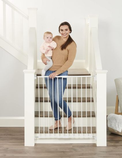 Picture of Regalo 2-in-1 Extra Tall Easy Swing Stairway and Hallway Walk Through Baby Gate, White, 24" - 40.5" Wide