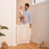 Picture of Retractable Baby Gate Perma Child Safety 33" Tall x 55 Wide, Mesh, for Stairs, Doorways, Dogs, Pets, Indoor, Outdoor, One-Handed Operation, Locking, Easy Install, Hardware Mount, White