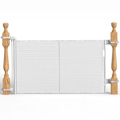 Picture of Upgraded Retractable Baby Gates for Stairs & Banister, Mesh Dog Gate Indoor, Extends to 55" Wide 33" Tall, Child Safety Gate for Stairway, Banister & Wall Mount (White)