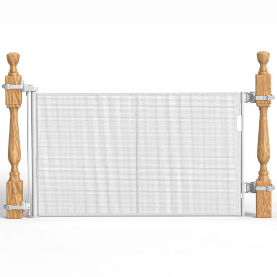 Picture of Upgraded Retractable Baby Gates for Stairs & Banister, Mesh Dog Gate Indoor, Extends to 55" Wide 33" Tall, Child Safety Gate for Stairway, Banister & Wall Mount (White)