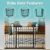 Picture of WAOWAO Baby Gate 57.48-62.20" Extra Wide Pressure Mounted Walk Through Swing Auto Close Safety Black Metal Toddler Kids Child Dog Pet Puppy for Stairs,Doorways,Kitchen