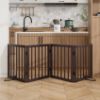 Picture of Wooden Dog Gate Freestanding Foldable 4 Panel Pet Gates Extra Wide Dog Gates for Indoor Doorways Stairs 24in Height Support Feet Included