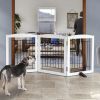 Picture of ZJSF Freestanding Dog Fence Indoor, Foldable Dog Gate for Doorways, Stairs or Hallways, Sturdy Wood Extra Wide Pet Gate with Support Feet for The House, White, 24 "Height-3 Panels