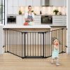 Picture of COMOMY 80" Extra Wide Baby Gate, Dog Gate for House Stairs Doorways Fireplace, Auto Close Pet Gate with Door Walk Through, 3 Metal Panels, Hardware Mounted Baby Fence Indoor Outdoor(30" Tall, Black)