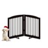 Picture of PUPETPO Freestanding Pet Gate for Dogs, Foldable Wooden Dog Gate for House, Indoor Pet Barrier for Stairs, Doorways, Support Feet Included, 24" Height 2 Panels, Brown