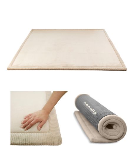 Picture of Hakuna Matte CloudSoft Mat for Floor 60" x 80" Beige - Coral Velvet Memory Foam Rug - Non-Slip, Water-Resistant