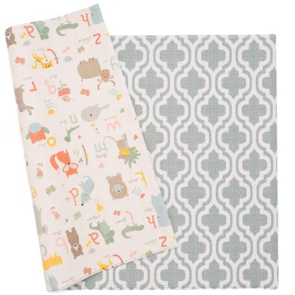 Picture of Baby Care Play Mat (Large, Moroccan - Blue) 82'' x 55'' Original One-Piece Reversible Rollable Waterproof Play Mat for Infants, Babies, Toddler, and Kids