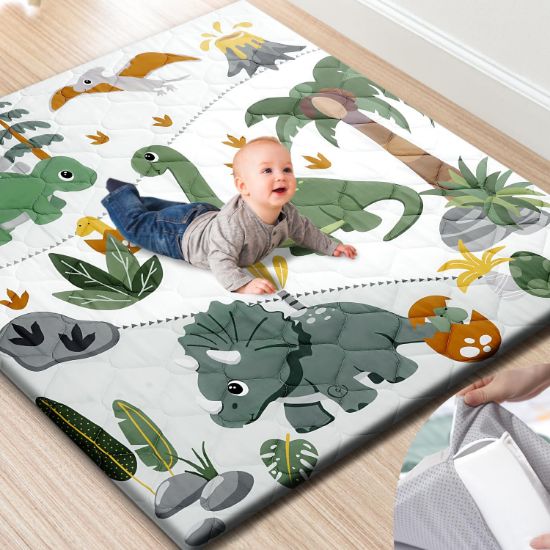 Picture of TINYHARBO Premium Foam Baby Play Mat 50x50 - Removable & Machine Washable Cover, Extra Thick Padding Playpen Mat, Non-Slip Crawling Mat, Easy to Clean for Infants, Toddlers & Babies