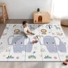 Picture of NOONKTY 79x71 Extra Large Baby Play Mat for Floor, Foldable Foam Playmat for Babies 0-12 Months & Kids, Non-Toxic Waterproof Baby Mat for Floor, Thick Playpen Mat for Tummy Time Crawling, Elephant+Mon