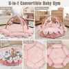 Picture of 5-in-1 Plush Baby Play Gym, Activity Mat with Convertible Gym, Baby Gym 6 Sensory Toys, Play Center for Newborn to Toddler, Pink