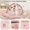 Picture of 5-in-1 Plush Baby Play Gym, Activity Mat with Convertible Gym, Baby Gym 6 Sensory Toys, Play Center for Newborn to Toddler, Pink