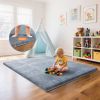 Picture of Omzer Baby Play Mat for Floor - 1.3" Thick Foam 47x47 Inch Playpen Mats with Removable & Washable Cover for Tummy Time, Soft Coral Velvet & Non-Slip Crawling Pad for Babies, Toddlers, Infants - Grey