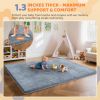 Picture of Omzer Baby Play Mat for Floor - 1.3" Thick Foam 47x47 Inch Playpen Mats with Removable & Washable Cover for Tummy Time, Soft Coral Velvet & Non-Slip Crawling Pad for Babies, Toddlers, Infants - Grey