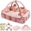 Picture of 5-in-1 Baby Play Gym and Tummy Time Mat, 12 Learning Cards, Plush Activity Mat with 6 Toys, Baby Gym, Convertible to Ball Pit, Baby Gift, Pink