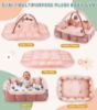 Picture of 5-in-1 Baby Play Gym and Tummy Time Mat, 12 Learning Cards, Plush Activity Mat with 6 Toys, Baby Gym, Convertible to Ball Pit, Baby Gift, Pink