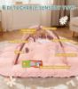 Picture of 5-in-1 Baby Play Gym and Tummy Time Mat, 12 Learning Cards, Plush Activity Mat with 6 Toys, Baby Gym, Convertible to Ball Pit, Baby Gift, Pink
