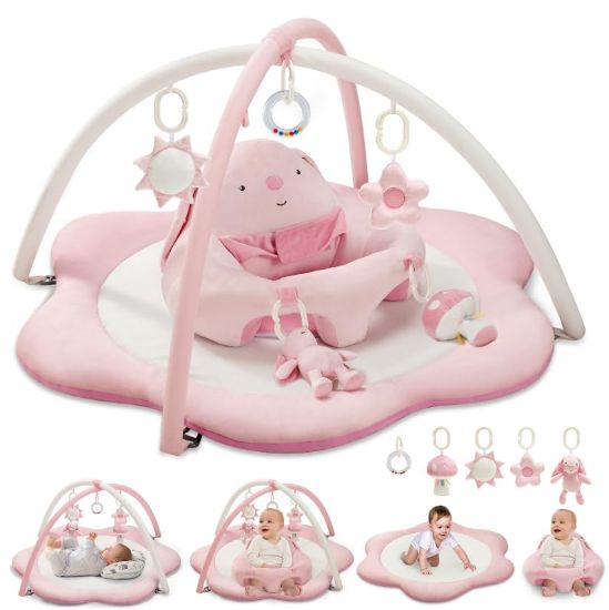 Picture of 3-in-1 Baby Play Mat, Baby Seats for Infants for Sitting Up, Tummy Time Mat with 5 Detachable Toys, Activity Gym & Playmats for Babies 0-6 6-12 Months, Newborn Babies Shower Gifts