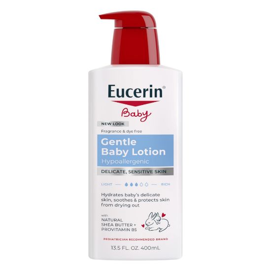 Picture of Eucerin Baby Body Lotion, Hypoallergenic and Fragrance Free Baby Lotion with Pro-Vitamin B5 and Shea Butter, 13.5 Fl Oz Bottle