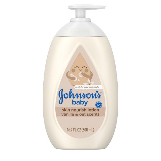 Picture of Johnson's Skin Nourishing Baby Lotion, Vanilla & Oat Scents, Hypoallergenic Baby Body Lotion for 72 Hour Hydration, Moisturizes & Protects from Dryness, Baby Essentials 16.9 fl. oz