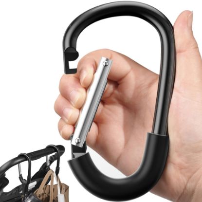 Picture of SURDOCA Stroller Hooks, Large Stroller Hooks for Bags, Universal Stroller Clips and Hooks, Mommy Hook for Stroller Heavy Duty, Stroller Accessories for Mom