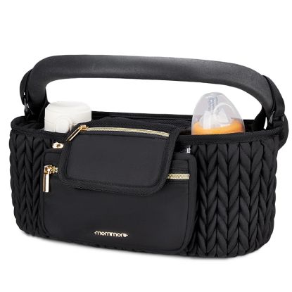 Picture of mommore Stroller Organizer with Insulated Cup Holders, Adjustable Stroller Caddy with Detachable Phone Bag, Stroller Accessories Fits for Uppababy, Doona, Jogger, Britax (Black)