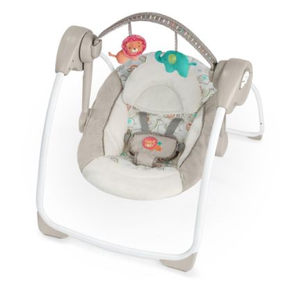 Picture of Ingenuity Soothe 'n Delight Compact Portable 6-Speed Plush Baby Swing with Music, Folds Easy, 0-9 Months 6-20 lbs (Cozy Kingdom)