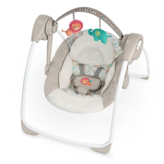 Picture of Ingenuity Soothe 'n Delight Compact Portable 6-Speed Plush Baby Swing with Music, Folds Easy, 0-9 Months 6-20 lbs (Cozy Kingdom)