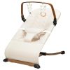 Picture of Portable Baby Bouncer, Bouncer Seat for Babies 0-12 Months, 3 Recline Positions, Foldable Baby Rocker Chair with Removable Wooden Bar, Beige