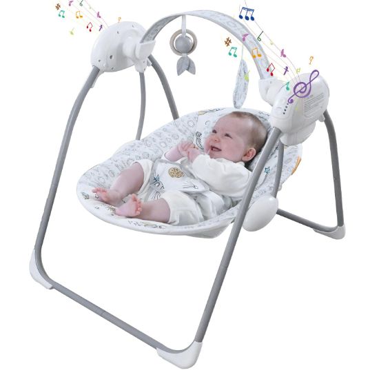 Picture of Portable Baby Swing for Infants, Compact & Foldable Infant Swing with 5-Speed Swing,Music, Timer, Cushioned Seat, Battery Operated, 0-9 Months 6-20 lbs,SG2403