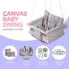 Picture of CaTeam - Canvas Baby Swing, Wooden Hanging Swing Seat Chair with Safety Belt, Durable Baby Swing Chair, Outdoor and Indoor Swing for Kids, Mounting Hardware Included, Taupe Gray