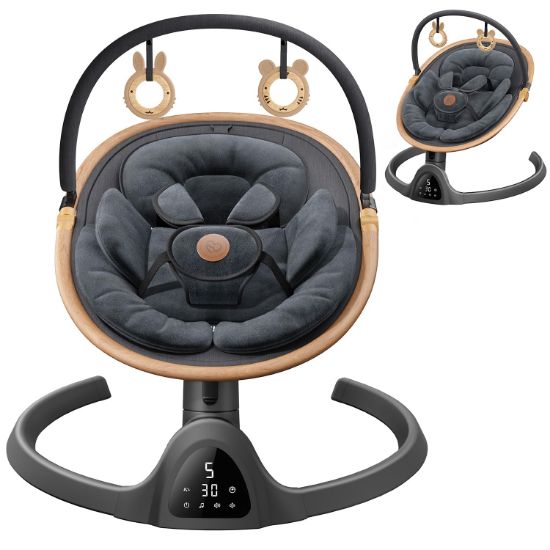 Picture of Baby Swings for Infants, Fasonbaby Bluetooth Infant Swing with Music Speaker with 3 Seat Positions, 5 Speeds and Remote Control - Portable Baby Swing for Indoor and Outdoor (Black)