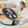 Picture of Baby Swings for Infants, Fasonbaby Bluetooth Infant Swing with Music Speaker with 3 Seat Positions, 5 Speeds and Remote Control - Portable Baby Swing for Indoor and Outdoor (Black)