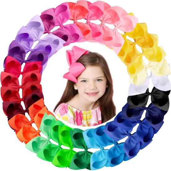 Picture of Oaoleer Hair Bows for Girls, 30 Colors 6 Inch Grosgrain Ribbon Hair Bows Clips Alligator Clips Barrettes Hair Accessories, Back to School, Party, Photography, Christmas, Travel