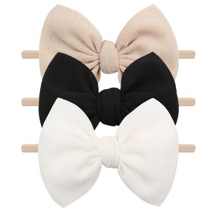 Picture of YanJie 3 Pcs Soft Headbands Baby Girls Nylon Headband with Hair Bow Hairbands Hair Accessories for Newborn Infant Toddler Kids