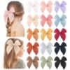 Picture of Niceye Fable Girls Hair Bows Cotton Linen Alligator Hair Clips or Little Girls Toddlers Kids Neutral Handmade Hair Accessories - 5.5 bow