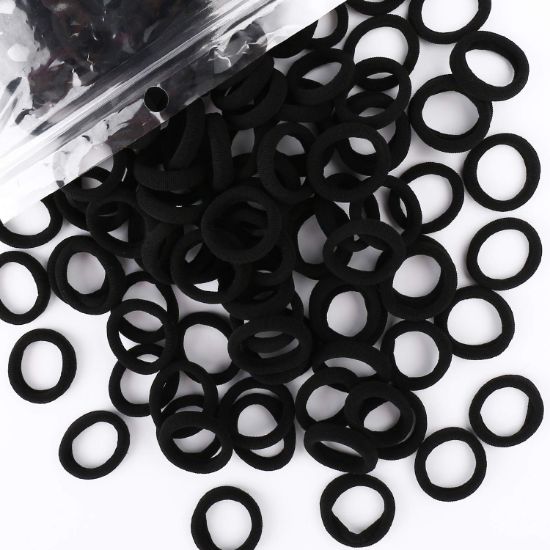Picture of 200PCS Black Baby Hair Bands - Mini Seamless Toddler Hair Ties - Soft Toddler Hair Ponytail Holders for Kids Girls, 1 Inch in Diameter, Black, by BAOLI