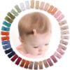 Picture of CLLOT 40pcs Mini 1.2" Grosgrain Ribbon Snap Clips - Tiny Fine Thin Hair Bows in Pairs for Baby Girls, Toddlers, and Infants